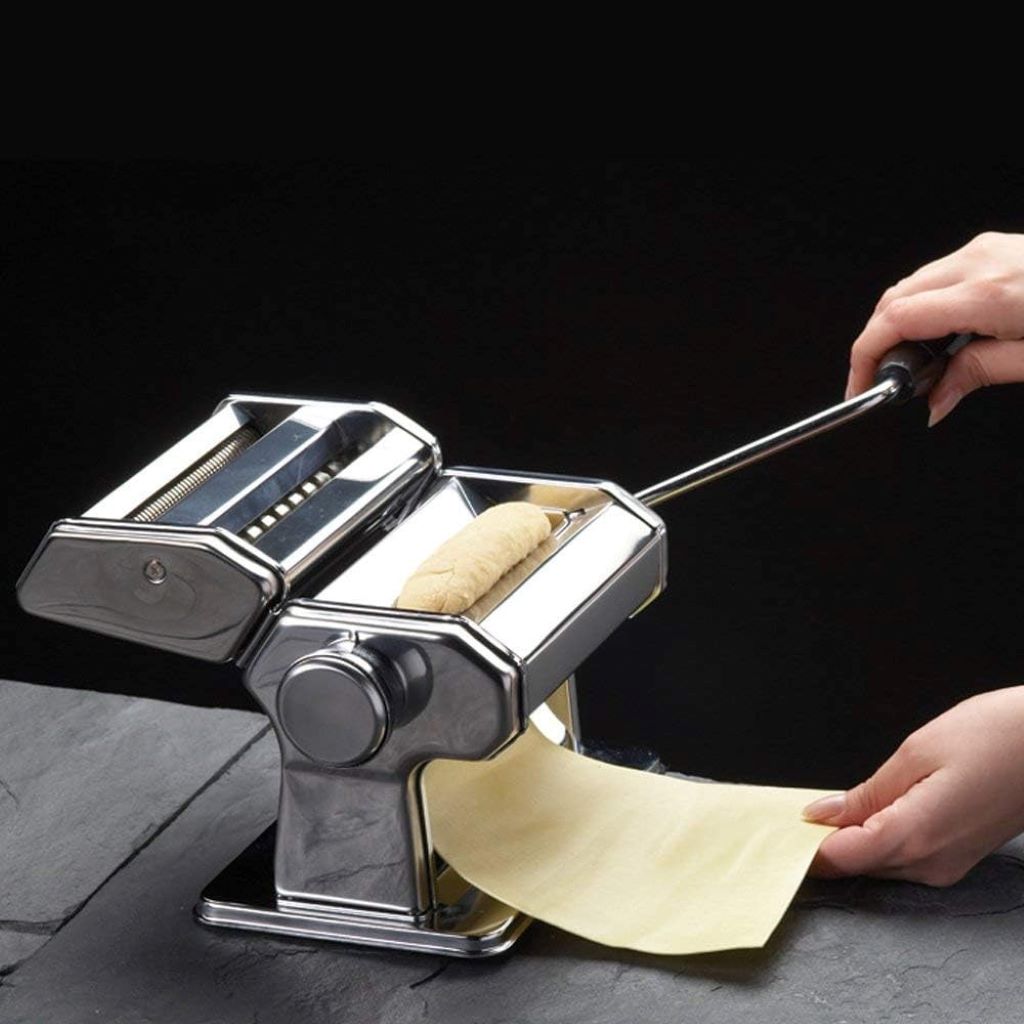 GOURMEX stainless steel pasta maker ready for homemade pasta preparation.