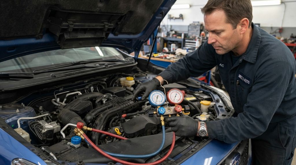 Inspecting car AC components to restore cool airflow